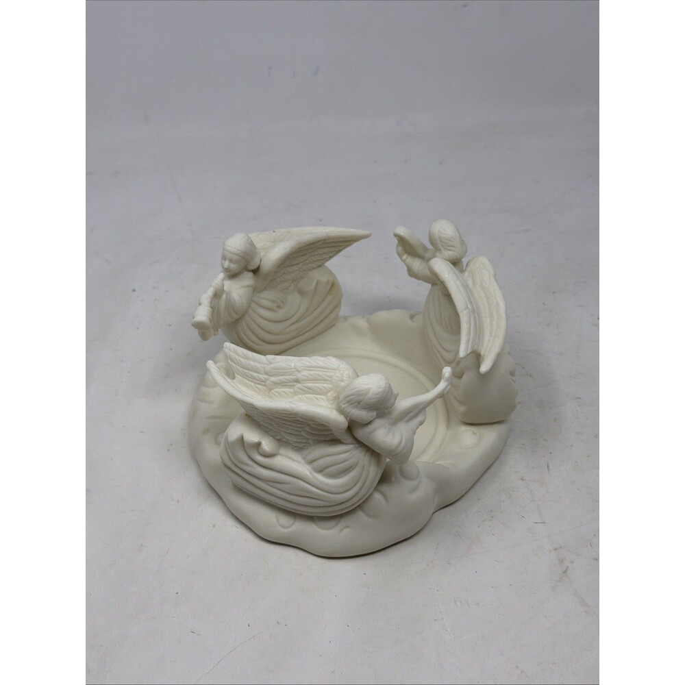 VTG 1999 Avon Bisque Porcelain Angel Pillar Candle Holder Figurine New With Box